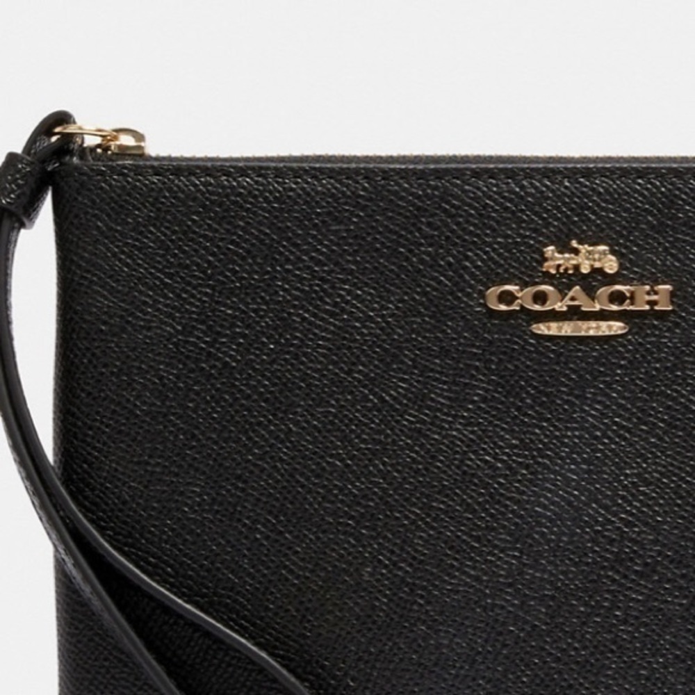 Coach Large Black Wristlet in Crossgrain Leather BRAND NEW - Picture 3 of 3